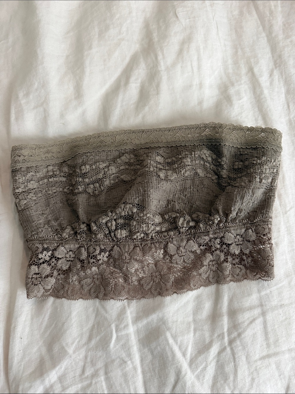 Lace Bandeau Bralette in Taupe